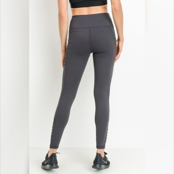 Moto Ribbed Full Leggings Mesh Leggings & Pockets - Picture 2 of 6